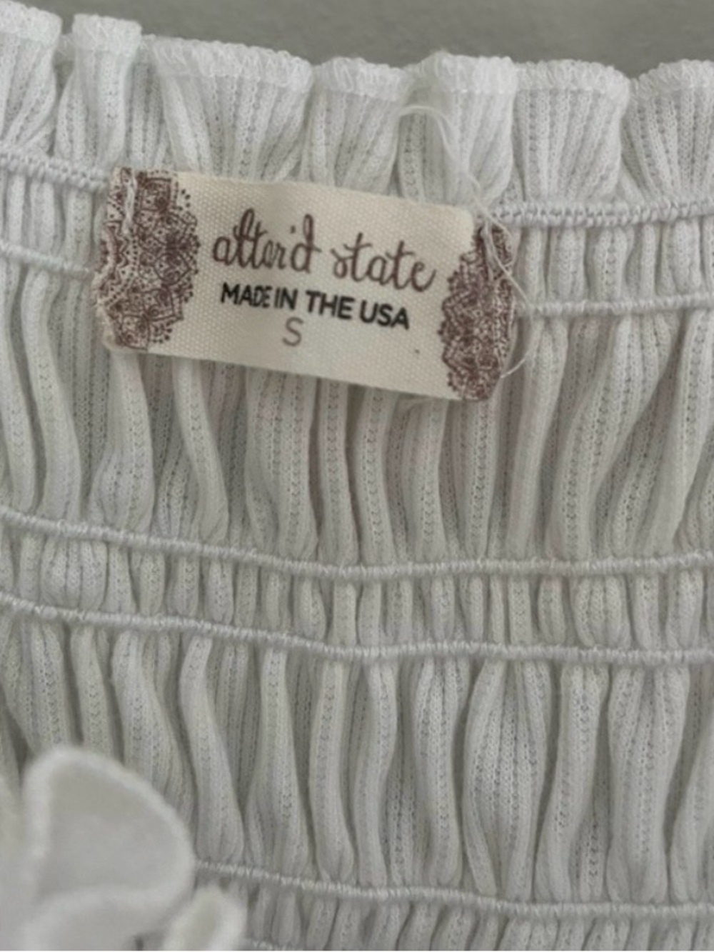 Alter’d State White Smocked Tie Strap Peplum Tank Top Cottagecore S - Picture 6 of 7